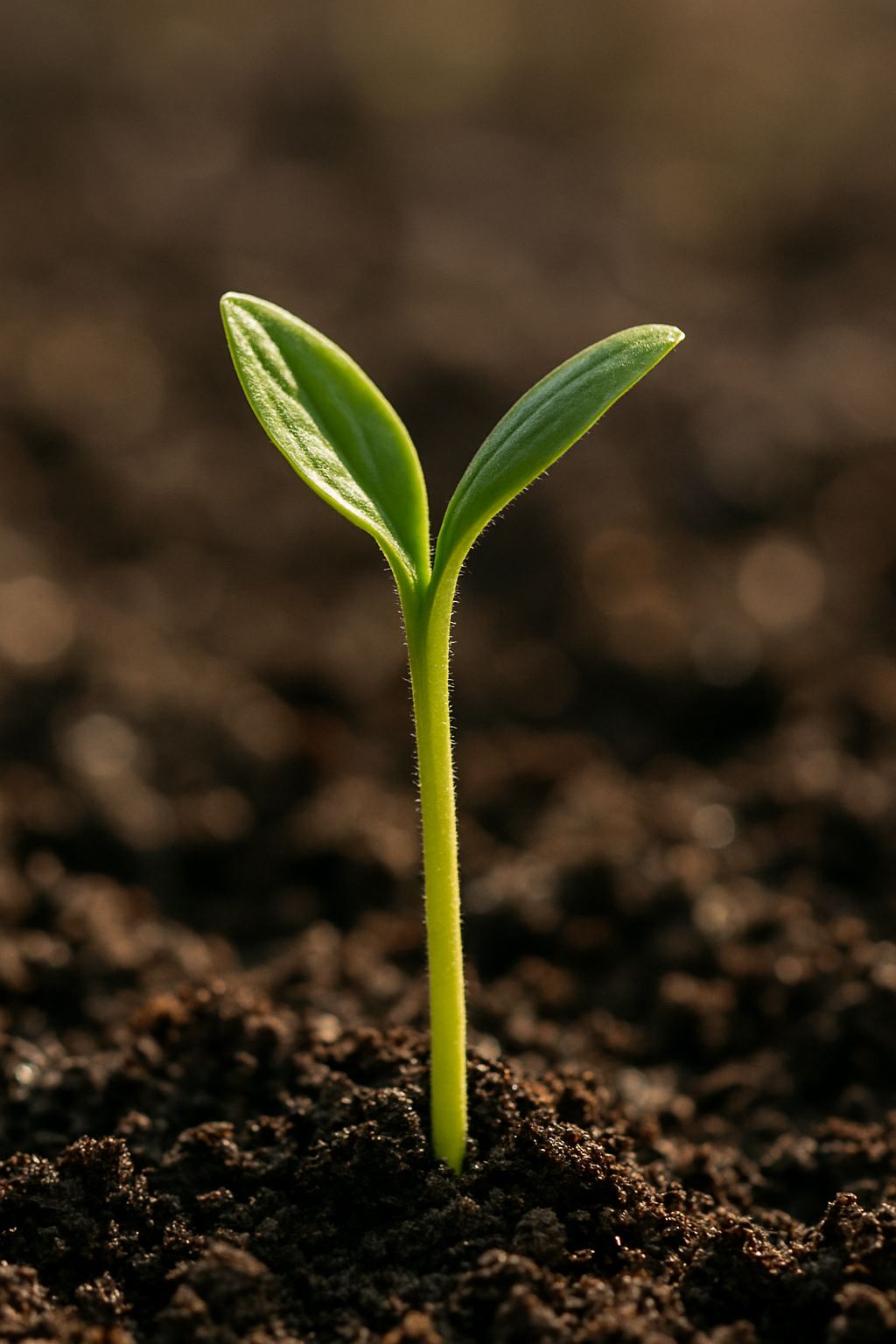 Brote verde de planta en tierra, símbolo de crecimiento y comunicación en negocio.